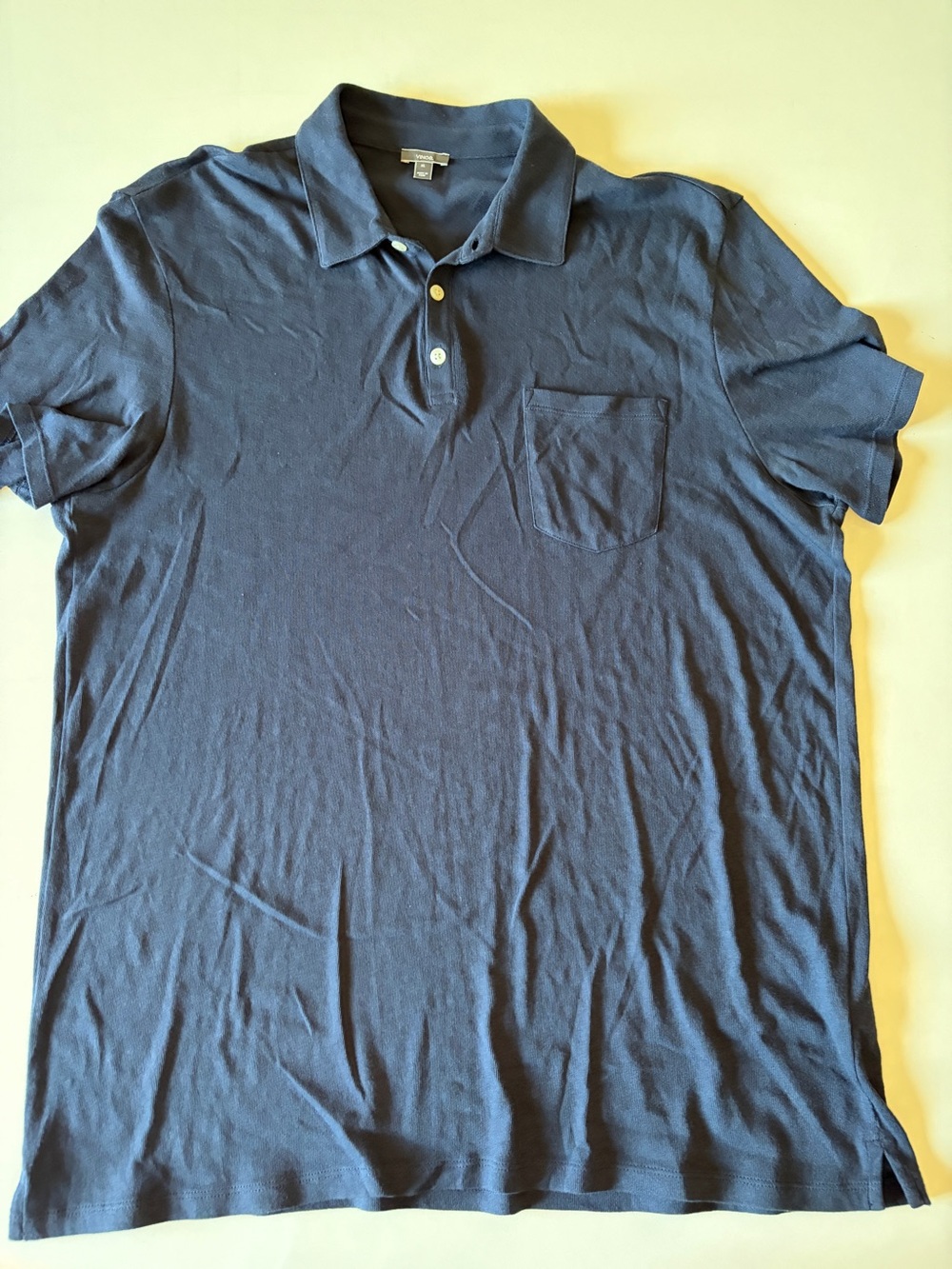 Vince navy blue men’s short sleeve polo size XL pocket cotton